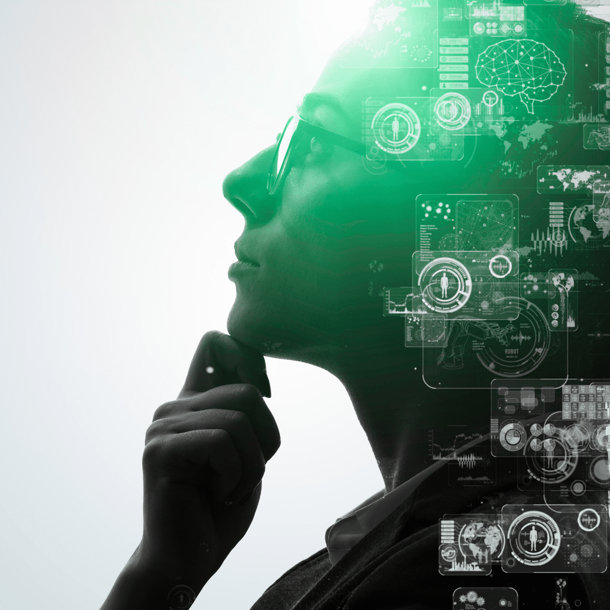 Silhouette with digital technology overlay FOR pulse